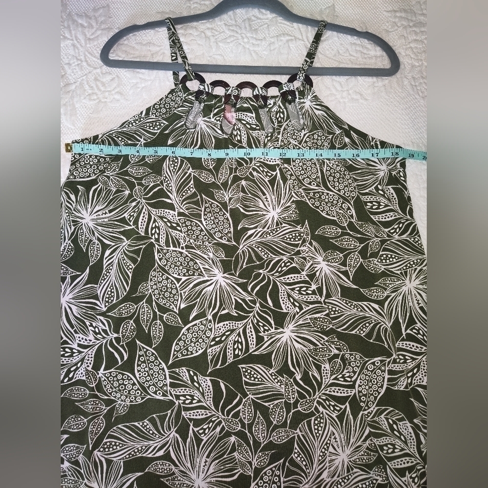 SJS Tropical Olive Green Mini Dress size M - Picture 7 of 7